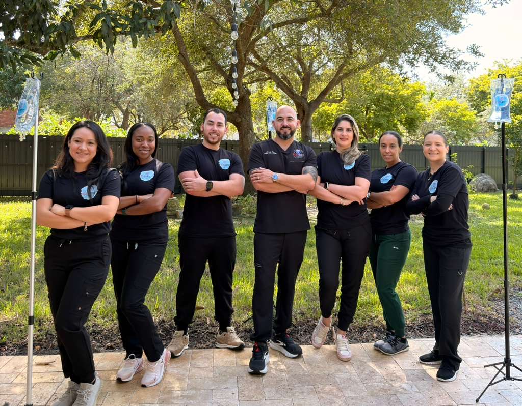 Rojo Best IV Therapy team outdoors with IV stands